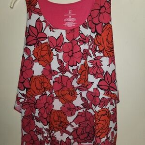 New York & Company Pink and Red Floral Blouse